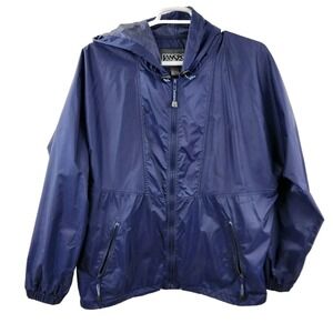 Jansport‎ Large Full Zip-Up Men's Blue Nylon Long Sleeve Pockets Logo Vintage